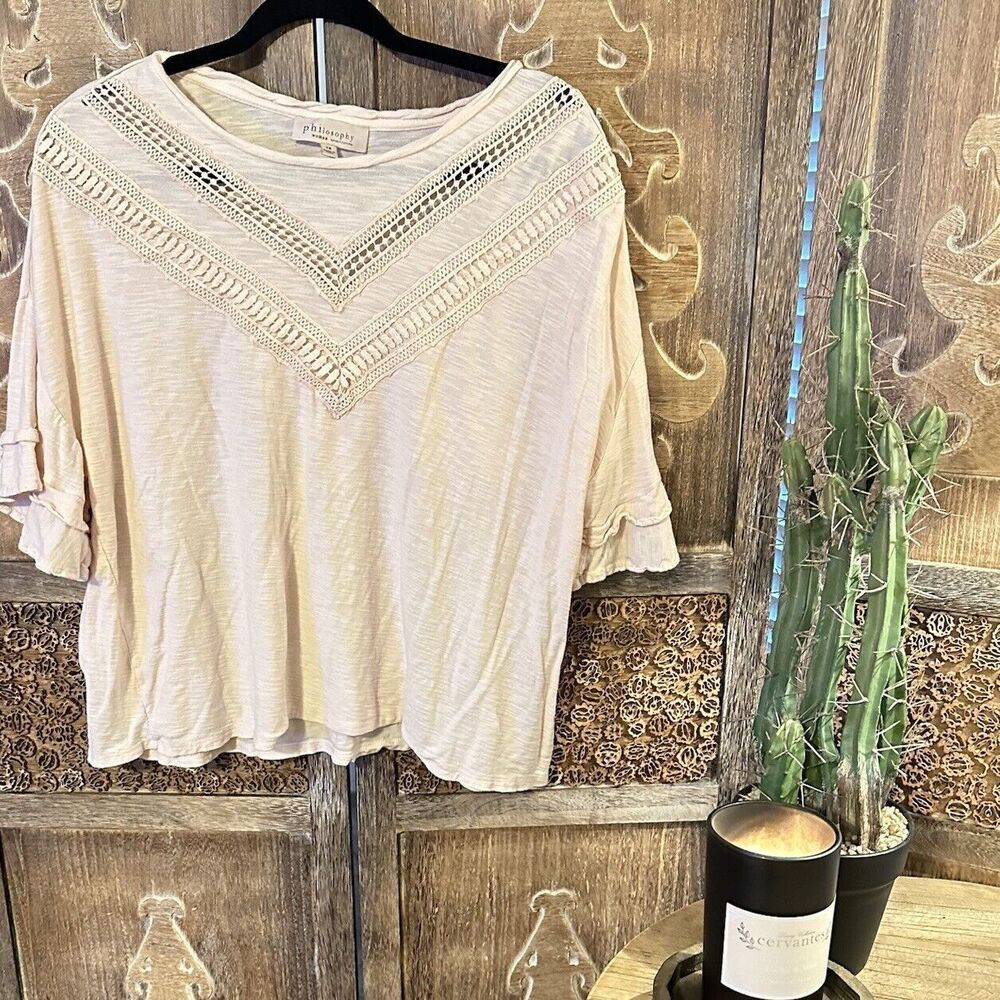 Philosophy Light Pink Boho Soft Think Flowy Oversized Top Plus Sz 1XL c5
